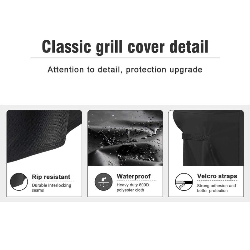 Kingkong 7130 Grill Cover for Weber Genesis II 3 Burner Grill and Genesis 300 Series Grills (Compared to 7130) including Brush, Tongs and Thermometer - Image 3